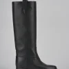 Stivale tacco 1 cm nero pelle