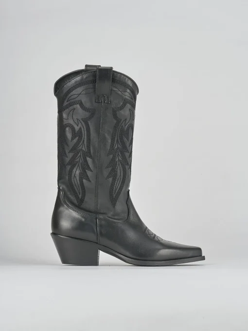 Stivale tacco 4 cm nero pelle