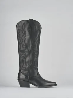 Stivale tacco 4 cm nero pelle
