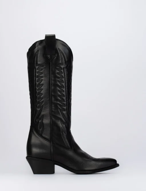 Stivale tacco 4 cm nero pelle