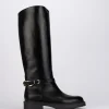 Stivale tacco 1 cm nero pelle