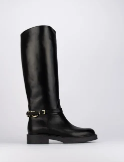 Stivale tacco 1 cm nero pelle