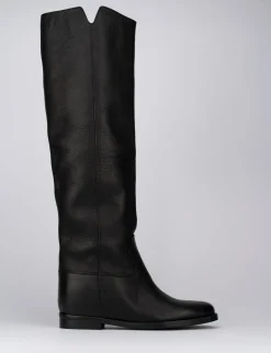 Stivale tacco 2 cm nero pelle