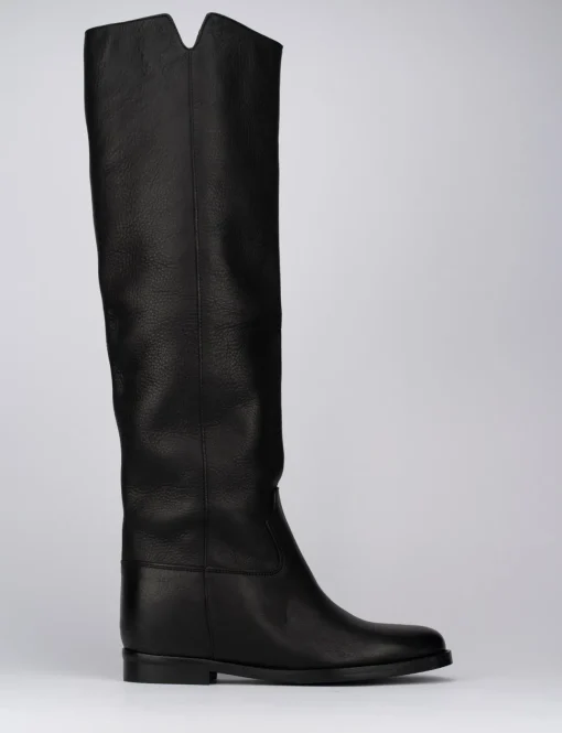 Stivale tacco 2 cm nero pelle