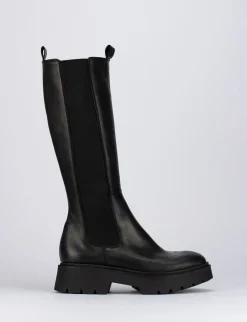 Stivale tacco 2 cm nero pelle