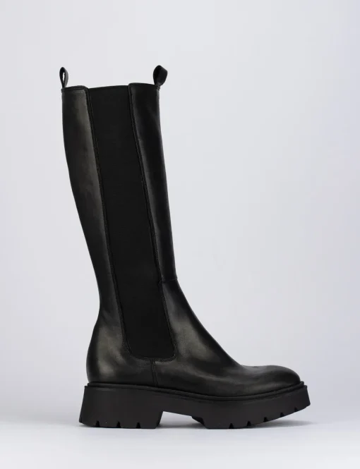 Stivale tacco 2 cm nero pelle