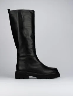 Stivale tacco 1 cm nero pelle
