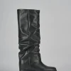 Stivale tacco 2 cm nero pelle