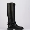 Stivale tacco 2 cm nero pelle
