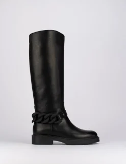 Stivale tacco 2 cm nero pelle