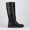 Stivale tacco 1 cm nero pelle