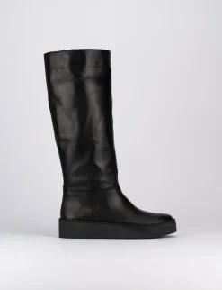 Stivale tacco 1 cm nero pelle