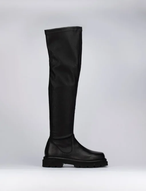 Stivale tacco 2 cm nero pelle