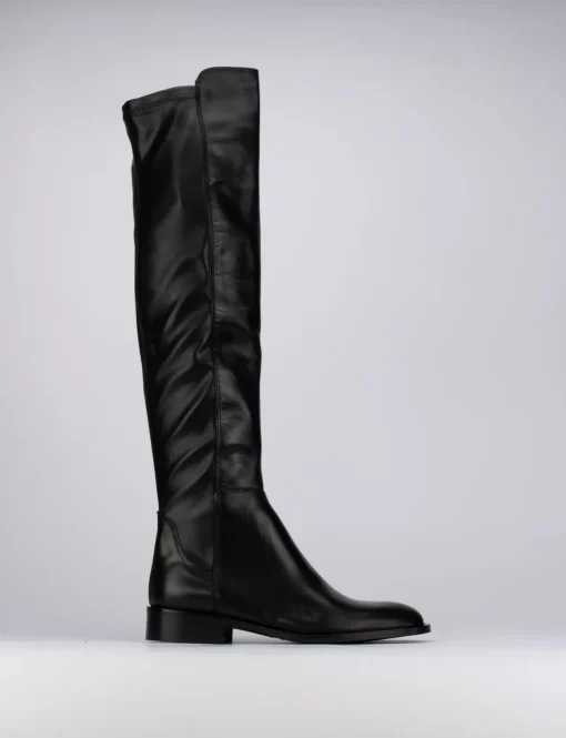 Stivale tacco 1 cm nero pelle