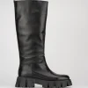 Stivale tacco 1 cm nero pelle