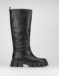Stivale tacco 1 cm nero pelle