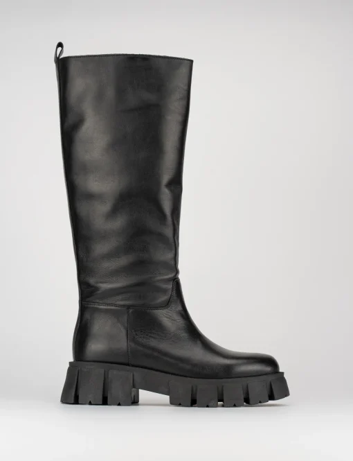 Stivale tacco 1 cm nero pelle