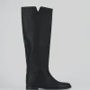 Stivale tacco 2 cm nero pelle