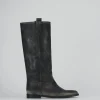 Stivale tacco 2 cm nero pelle