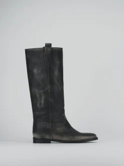 Stivale tacco 2 cm nero pelle