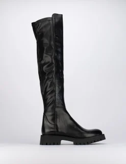 Stivale tacco 1 cm nero pelle