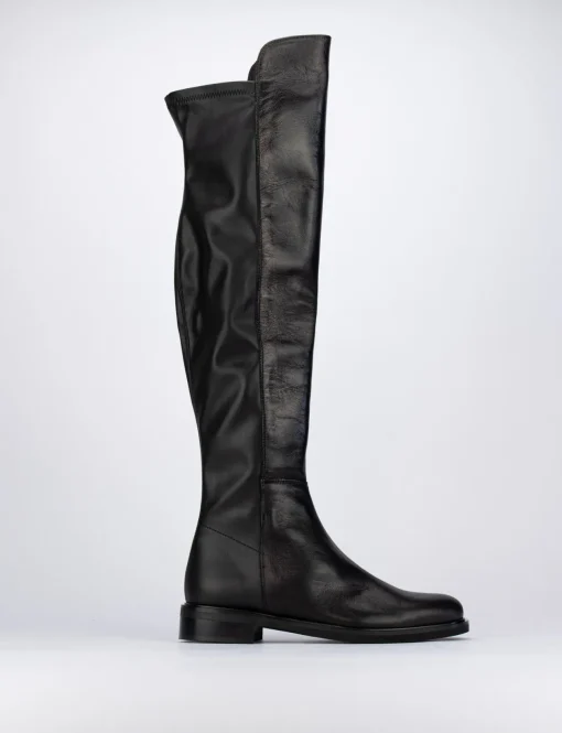 Stivale tacco 2 cm nero pelle