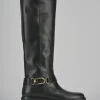 Stivale tacco 2 cm nero pelle