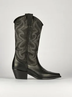 Stivale tacco 5 cm nero pelle