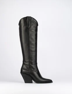 Stivale tacco 7 cm nero pelle