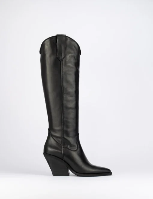Stivale tacco 7 cm nero pelle
