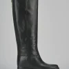 Stivale tacco 2 cm nero pelle