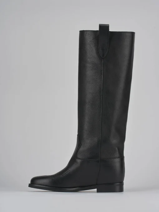 Stivale tacco 1 cm nero pelle