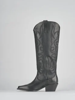 Stivale tacco 4 cm nero pelle