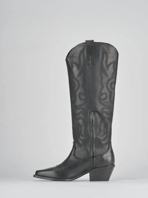 Stivale tacco 4 cm nero pelle