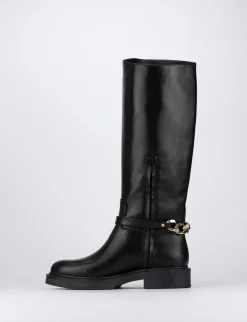 Stivale tacco 1 cm nero pelle