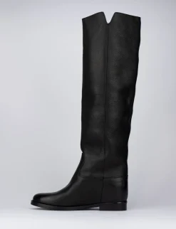 Stivale tacco 2 cm nero pelle
