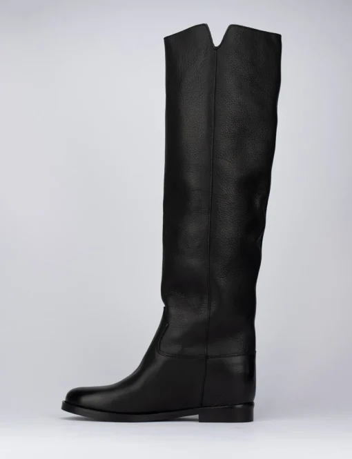 Stivale tacco 2 cm nero pelle