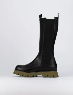 Stivale tacco 2 cm nero pelle