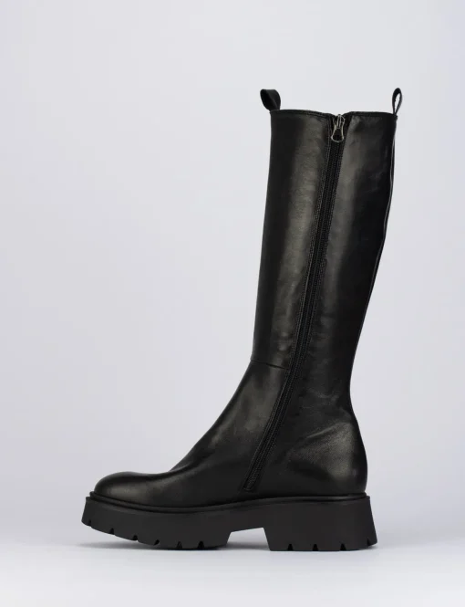 Stivale tacco 2 cm nero pelle