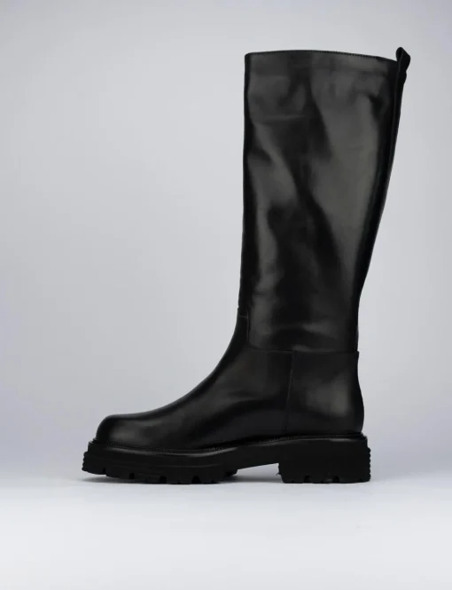 Stivale tacco 1 cm nero pelle