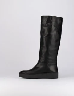 Stivale tacco 1 cm nero pelle