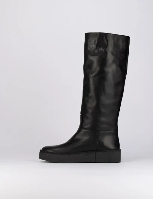 Stivale tacco 1 cm nero pelle