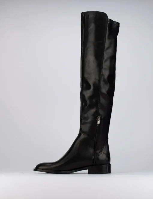 Stivale tacco 1 cm nero pelle