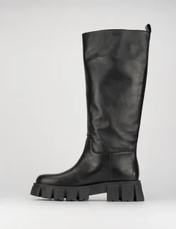 Stivale tacco 1 cm nero pelle