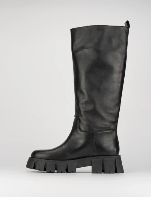 Stivale tacco 1 cm nero pelle