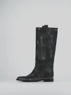Stivale tacco 2 cm nero pelle