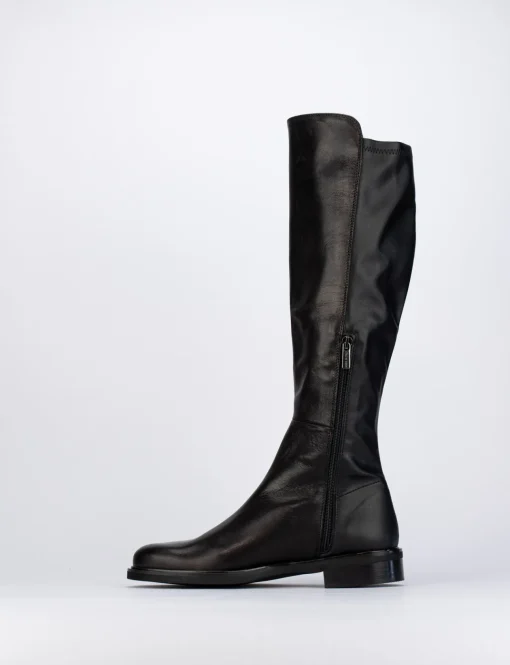 Stivale tacco 2 cm nero pelle