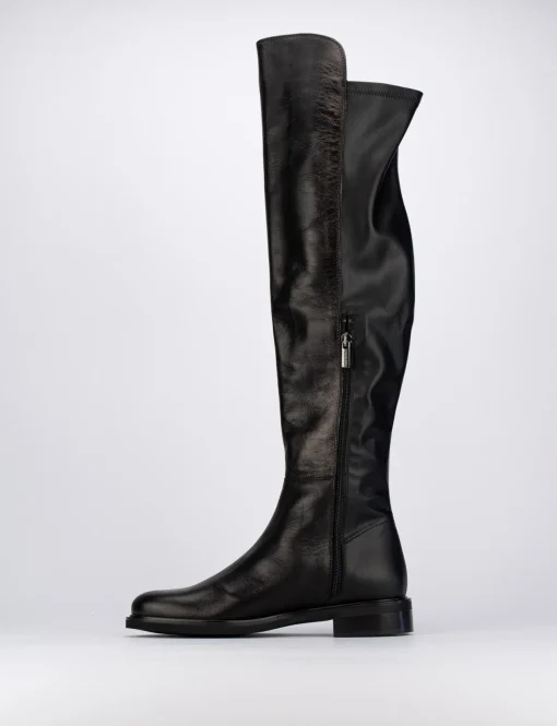 Stivale tacco 2 cm nero pelle