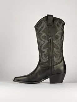Stivale tacco 5 cm nero pelle