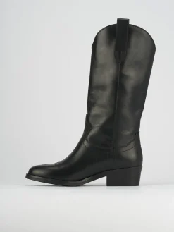 Stivale tacco 2 cm nero pelle